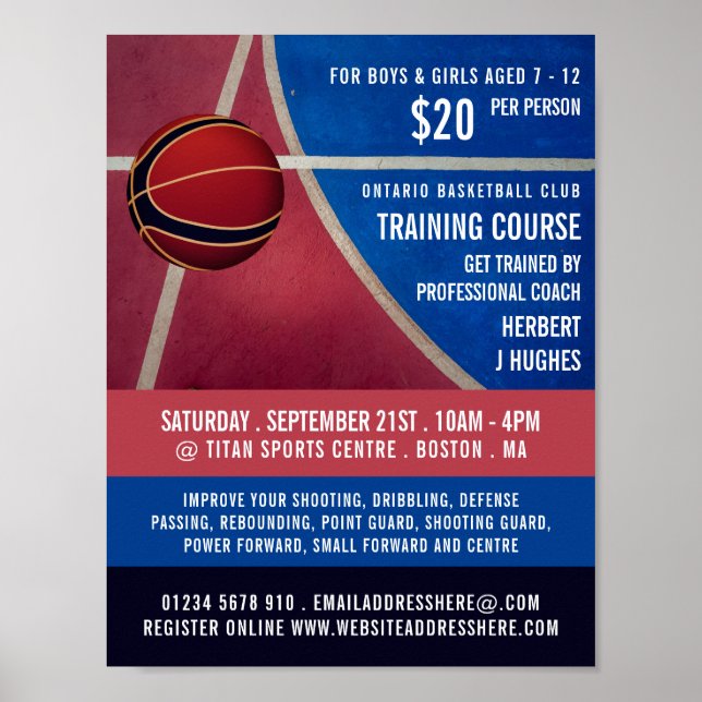 Basketball Design, Basketball Training Course Poster (Front)