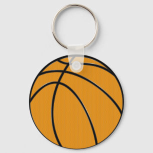 Basketball Design in Classic Orange and Black Key Ring