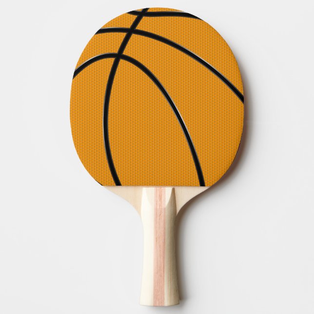 Basketball Design in Orange and Black Ping Pong Paddle (Front)