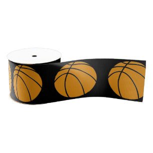 Basketball Design in Traditional Orange and Black Grosgrain Ribbon