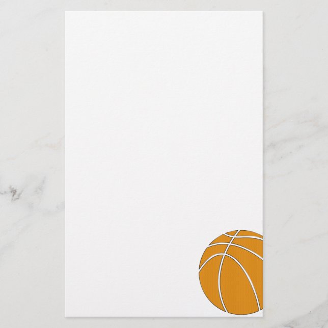 Basketball Design in Traditional Orange and Grey Stationery (Front)