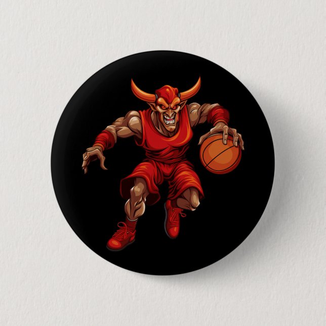 Basketball Devil  6 Cm Round Badge (Front)