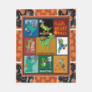 Basketball Dinosaur A Beauty & a Beast In TheHall  Fleece Blanket