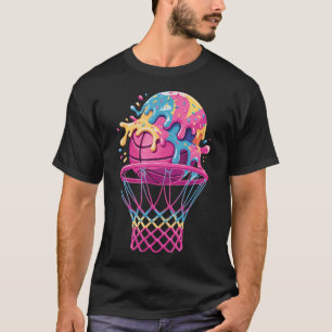 Basketball Drip For Boys Youth Ice Cream Dripping T-Shirt