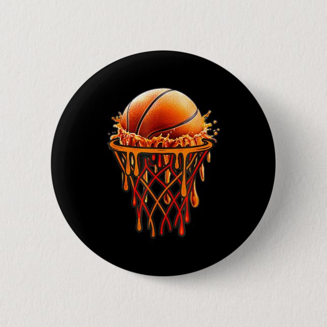 Basketball Drip Graphic, Basketball Funny Bruh Gif 6 Cm Round Badge (Front)