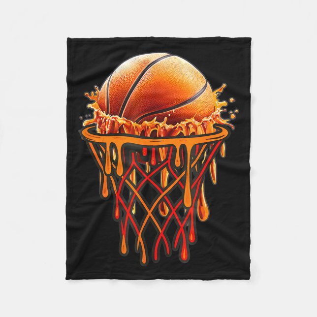 Basketball Drip Graphic, Basketball Funny Bruh Gif Fleece Blanket (Front)