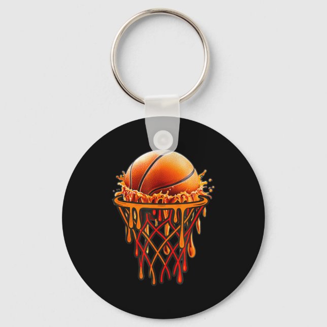 Basketball Drip Graphic, Basketball Funny Bruh Gif Key Ring (Front)