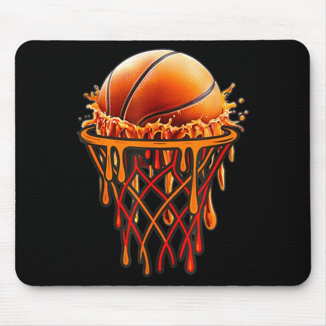 Basketball Drip Graphic, Basketball Funny Bruh Gif Mouse Mat (Front)