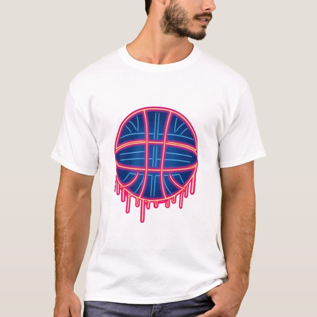 Basketball Drip Neon Basketball Graphics Basketbal T-Shirt (Front)