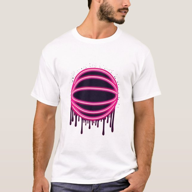 Basketball Drip Neon Basketball Graphics  T-Shirt (Front)