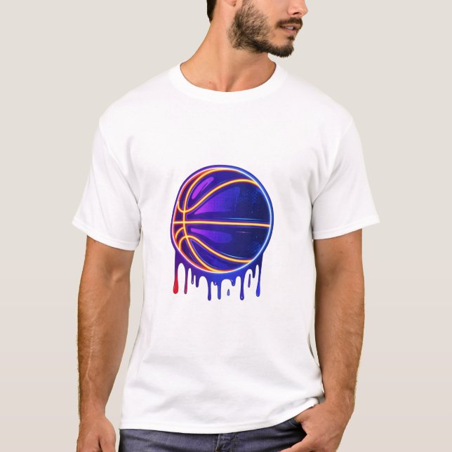 Basketball Drip Neon Basketball Graphics T-Shirt (Front)