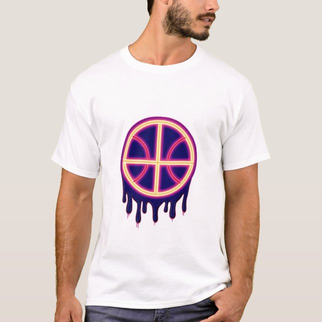 Basketball Drip Neon Basketball Graphics  T-Shirt (Front)