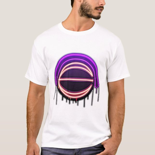 Basketball Drip Neon Basketball Graphics  T-Shirt (Front)