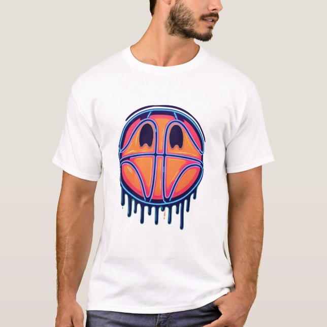Basketball Drip Neon Basketball Graphics  T-Shirt (Front)