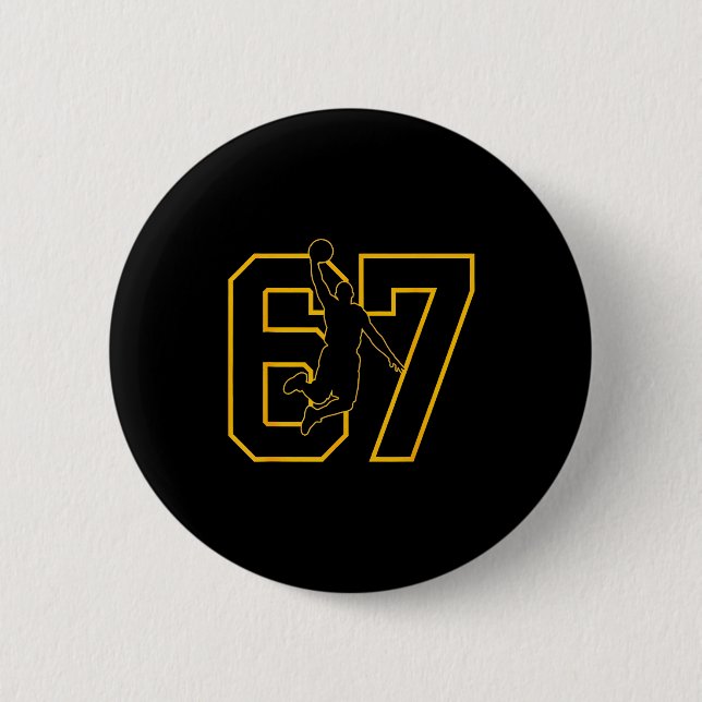 Basketball Drip Number 67 Basketball Player  6 Cm Round Badge (Front)