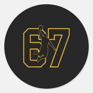 Basketball Drip Number 67 Basketball Player  Classic Round Sticker