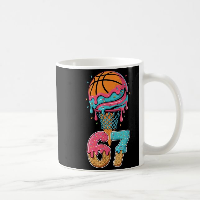 Basketball Drip Number 67 Player 67th Birthday Ice Coffee Mug (Right)