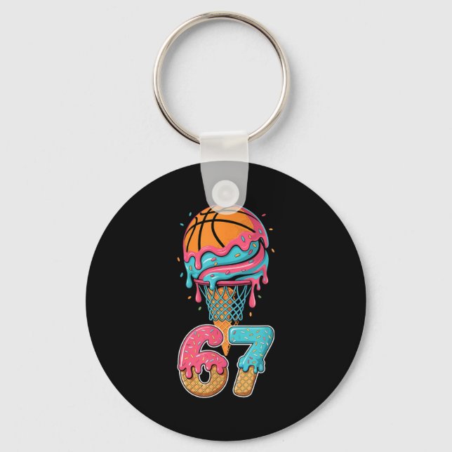 Basketball Drip Number 67 Player 67th Birthday Ice Key Ring (Front)