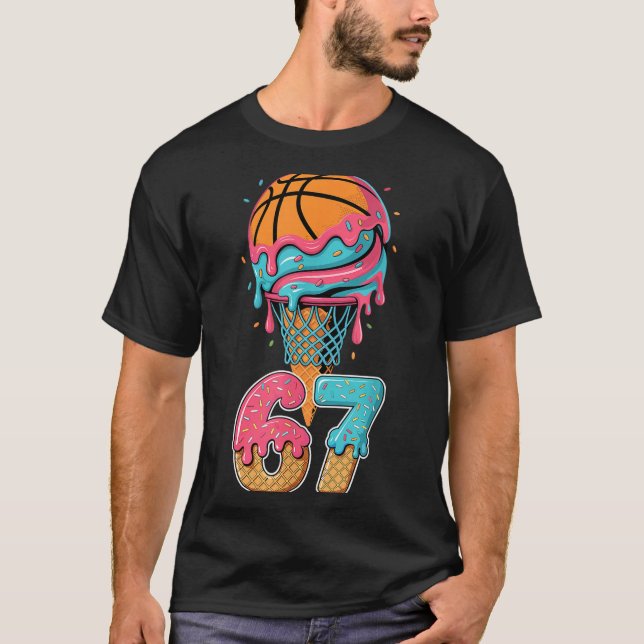 Basketball Drip Number 67 Player 67th Birthday Ice T-Shirt (Front)