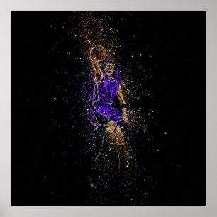 Basketball dunk glitter poster