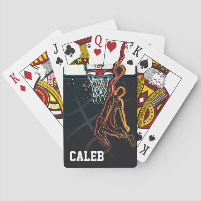 Basketball Dunk Jump Shot Modern Urban Cool Custom Playing Cards (Back)
