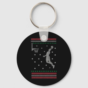 Basketball Dunking Christmas Cool Sport Ugly X-Mas Key Ring
