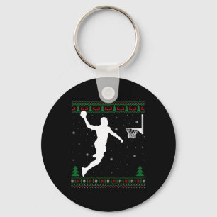 Basketball Dunking Xmas Ugly Basketball Player Chr Key Ring