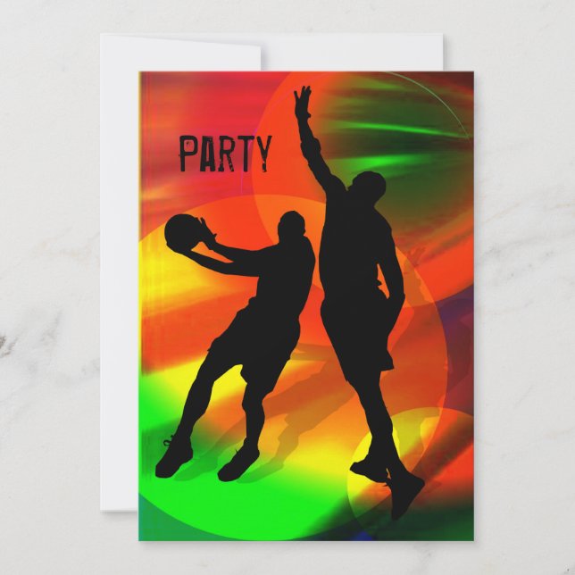 Basketball Duo Bright Court Lights Invite (Front)