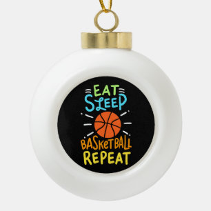 Basketball - Eat Sleep Basketball Repeat Ceramic Ball Christmas Ornament