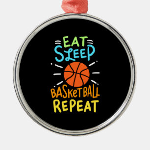 Basketball - Eat Sleep Basketball Repeat Metal Tree Decoration