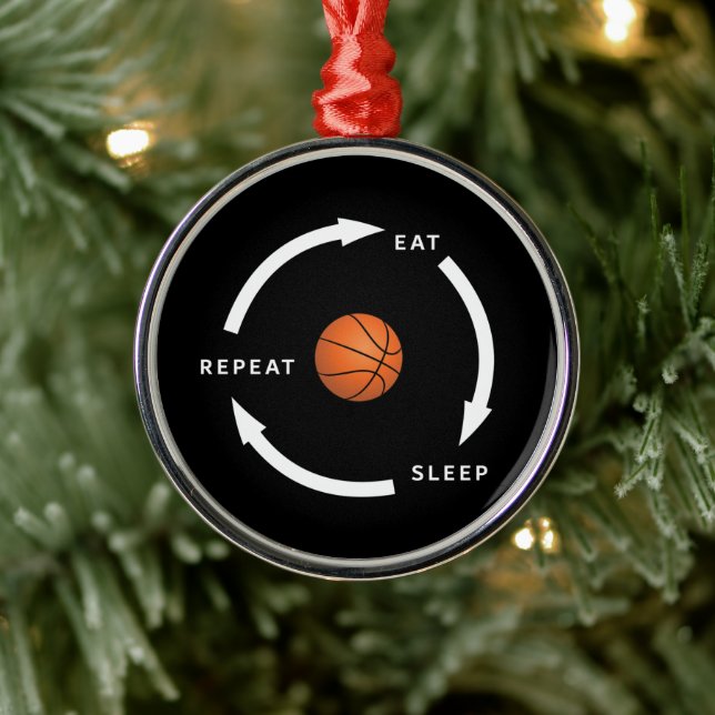 Basketball Eat Sleep Repeat Sports Fan Saying Metal Tree Decoration (Tree)