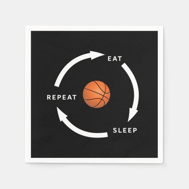 Basketball Eat Sleep Repeat Sports Fan Saying Napkin (Front)