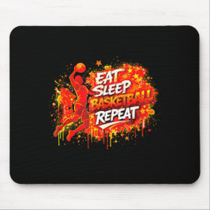 Basketball Eat Sleep Win Repeat Illustration Mouse Mat