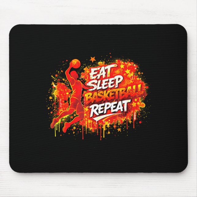 Basketball Eat Sleep Win Repeat Illustration Mouse Mat (Front)
