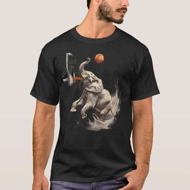 Basketball Elephant Artwork Slam Dunk Basketball H T-Shirt (Front)