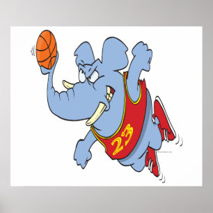 basketball elephant cartoon poster