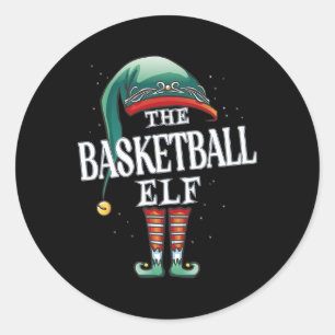Basketball Elf Christmas Group Xmas Pajama Party Classic Round Sticker