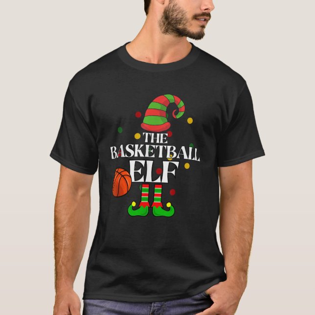 Basketball Elf Family Matching Christmas Xmas Squa T-Shirt (Front)