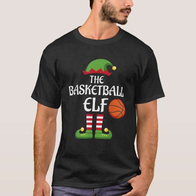 Basketball Elf Family Matching Group Christmas Spo T-Shirt (Front)