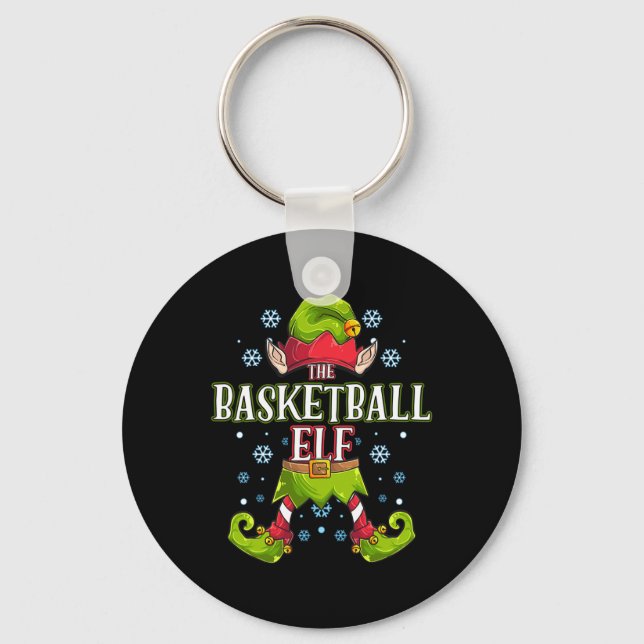 Basketball Elf Matching Family Group Christmas Par Key Ring (Front)