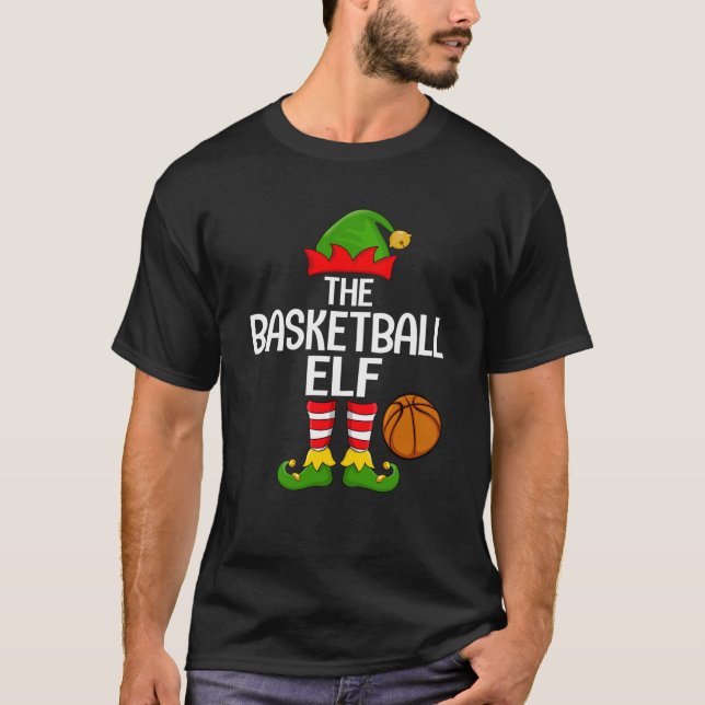 Basketball Elf Xmas Matching Family Elf Squad Chri T-Shirt (Front)