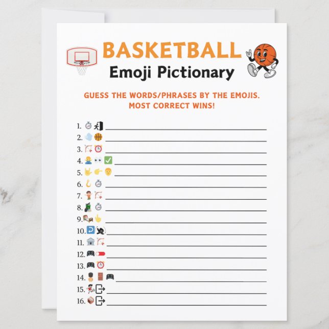 Basketball Emoji Pictionary Game (Front)
