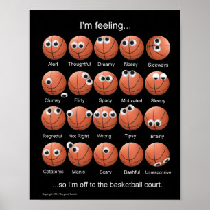 Basketball Emotions, Faces, Funny Poster