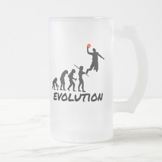 Basketball Evolution Frosted Glass Beer Mug (Right)