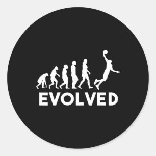 Basketball Evolution Men Women Boys Girls Kids Bak Classic Round Sticker