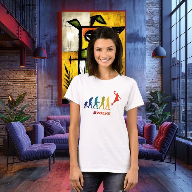 Basketball Evolution Silhouette Slam Dunk Design T-Shirt (Creator Uploaded)