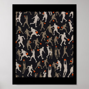 Basketball Fabric Black Patterns  Poster
