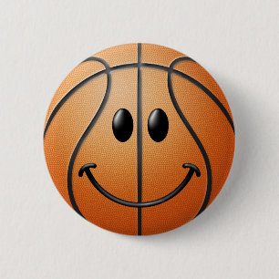 Basketball Face 6 Cm Round Badge