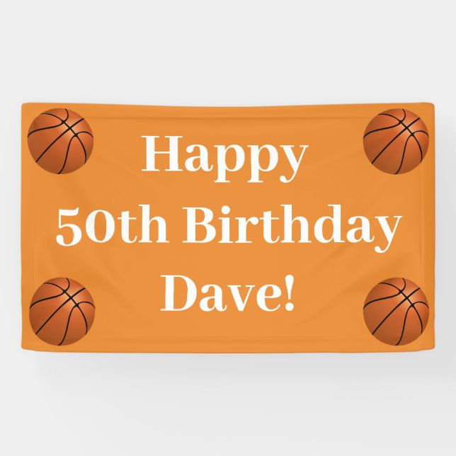 Basketball Fan Birthday Party Banner (Horizontal)