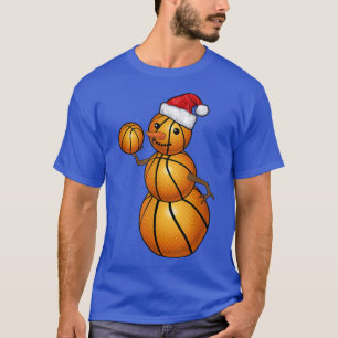 Basketball Fan Snowman Sport Lover Funny Christmas T-Shirt